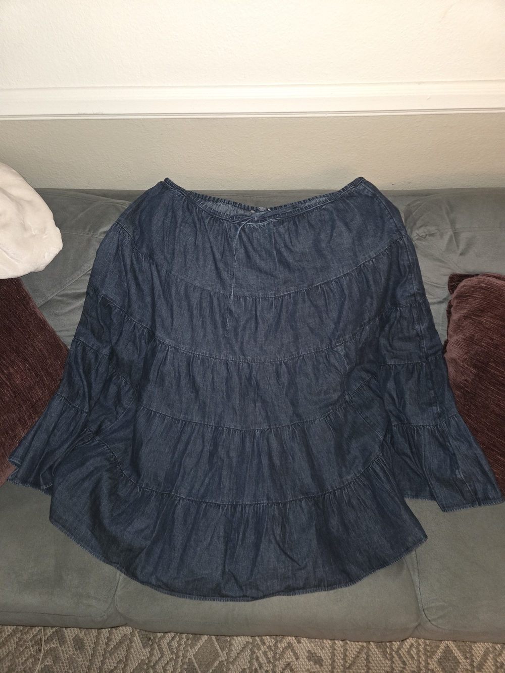 American Eagle Outfitters Dark Blue Tiered Maxi Skirt